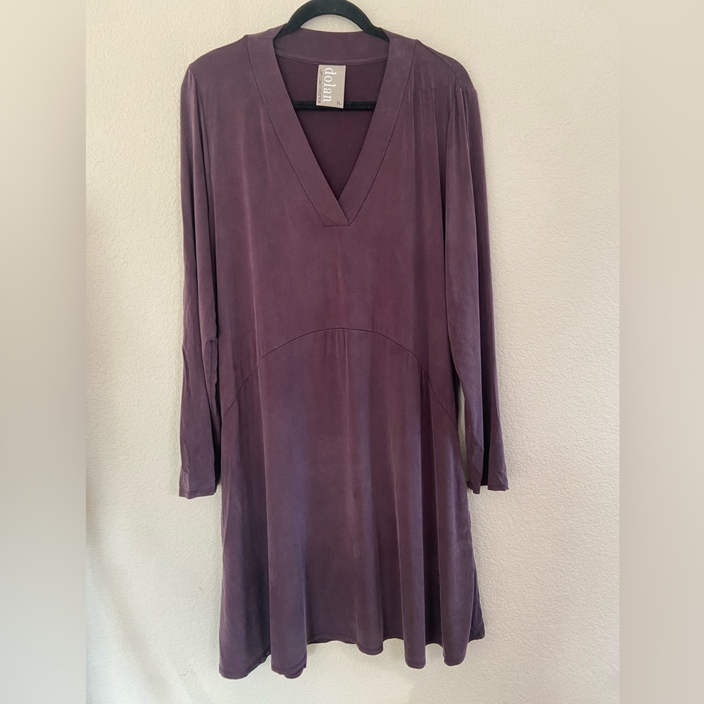 Anthropologie Dolan Left Coast Toute V Neck Gray Purple Boho Swing Dress Sz XL